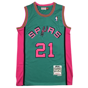 NBA retro jerseys in vibrant colors and old-school logos, paying tribute to the style and flair of basketball's golden eras